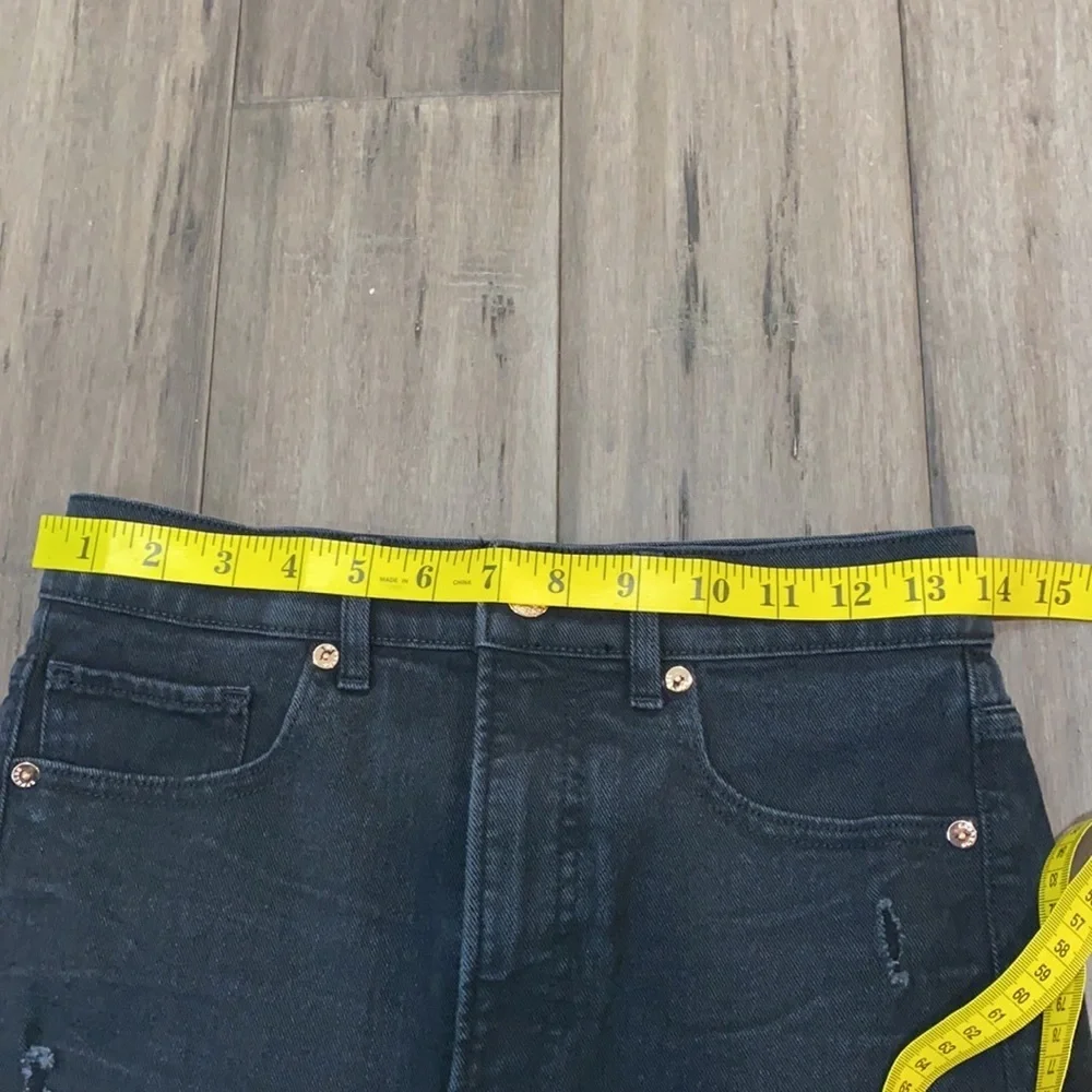 Express slim super high rise distressed jeans in black - Picture 11 of 14